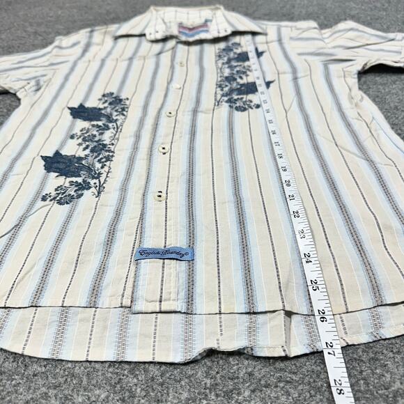 English Laundry Promenade Hand Sewn Striped Floral Embroidered Button Up Shirt M - Picture 6 of 6